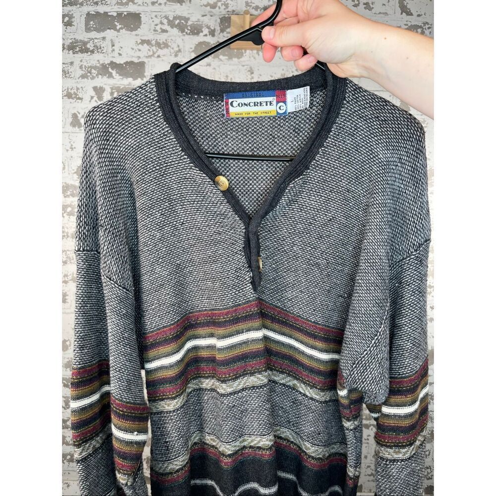 Concrete | vintage Henley knitted  cotton blend sweater